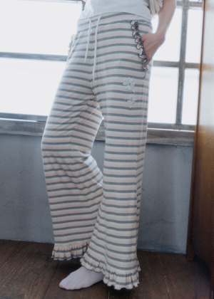 lucky clover stripe flare pants