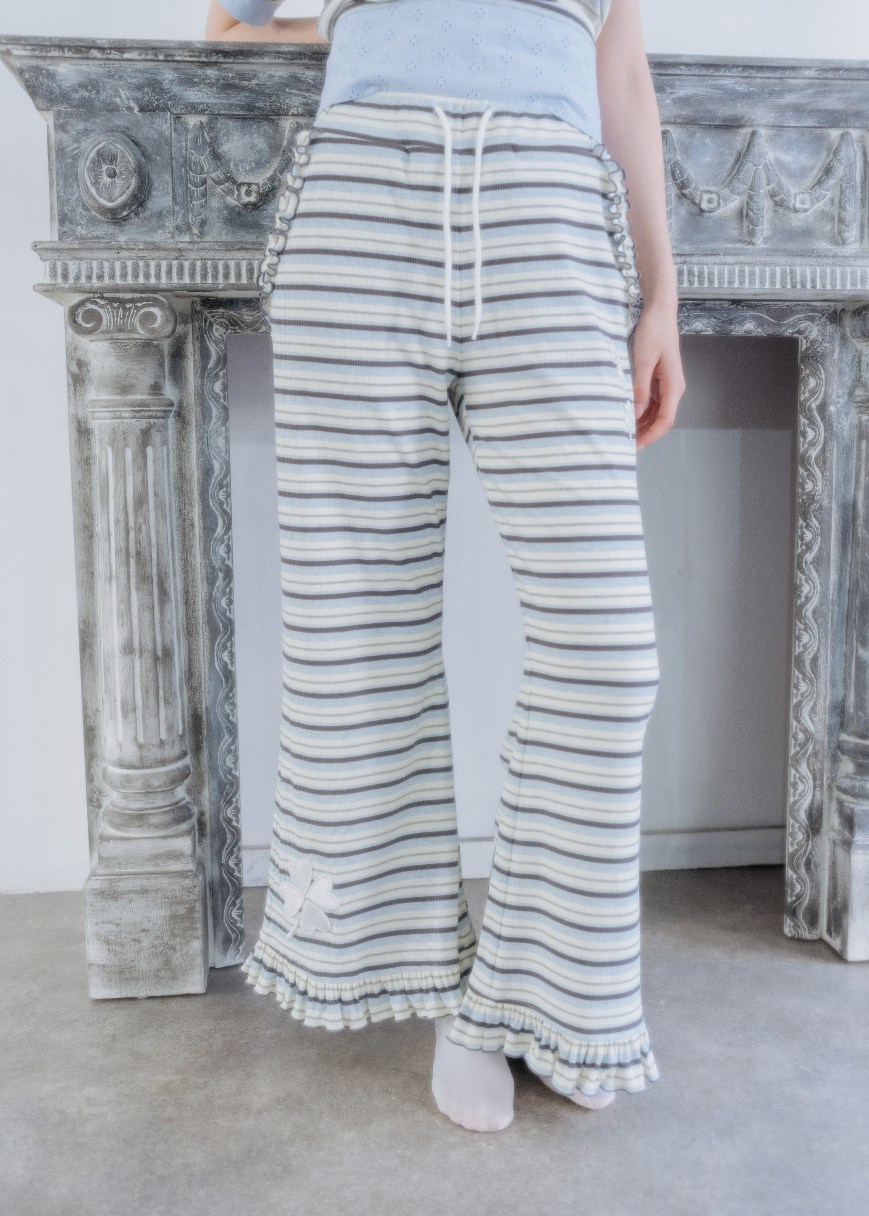 lucky clover stripe flare pants