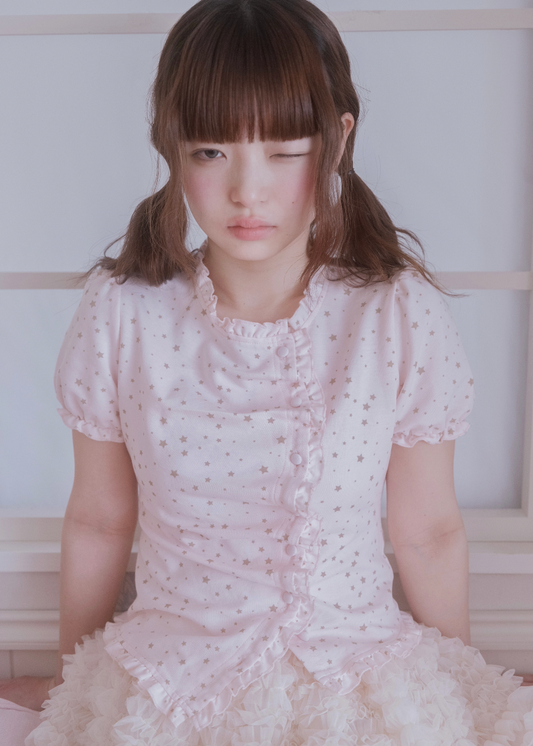 twinkle star frill button-up Tee