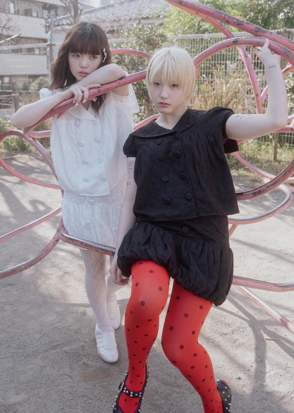 cotton dot stitch sailor blouse