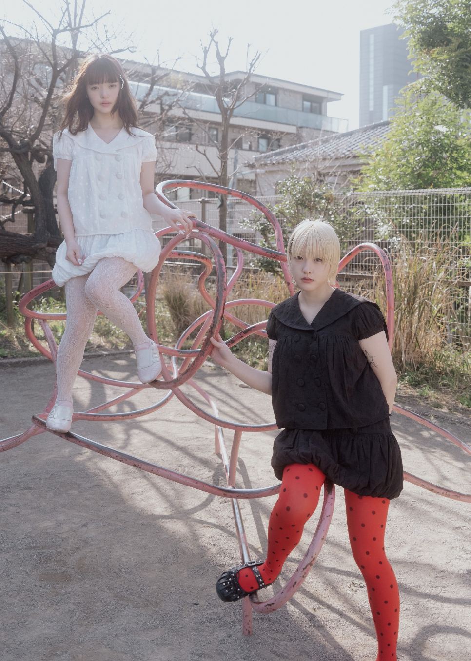 cotton dot stitch balloon skirt