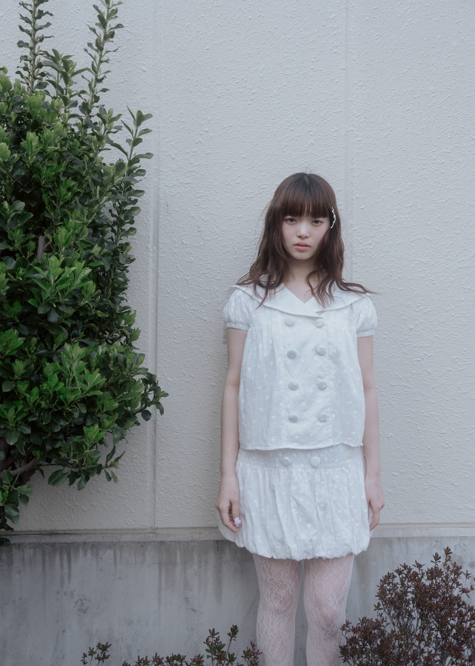 cotton dot stitch balloon skirt