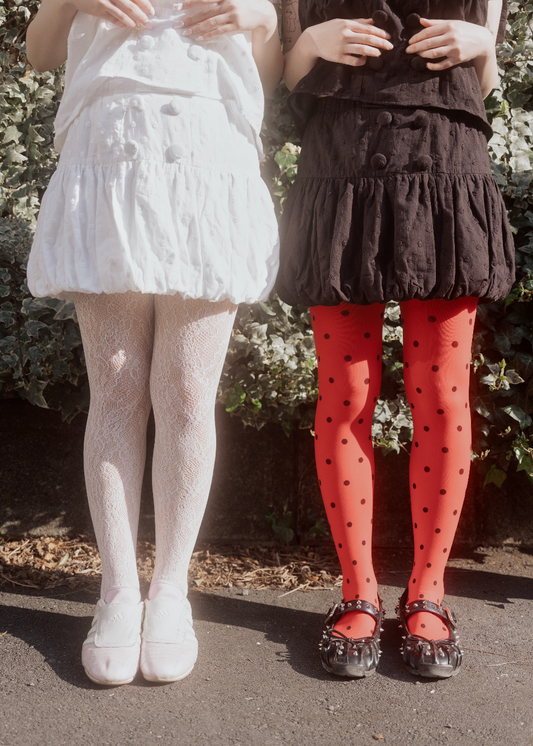 cotton dot stitch balloon skirt