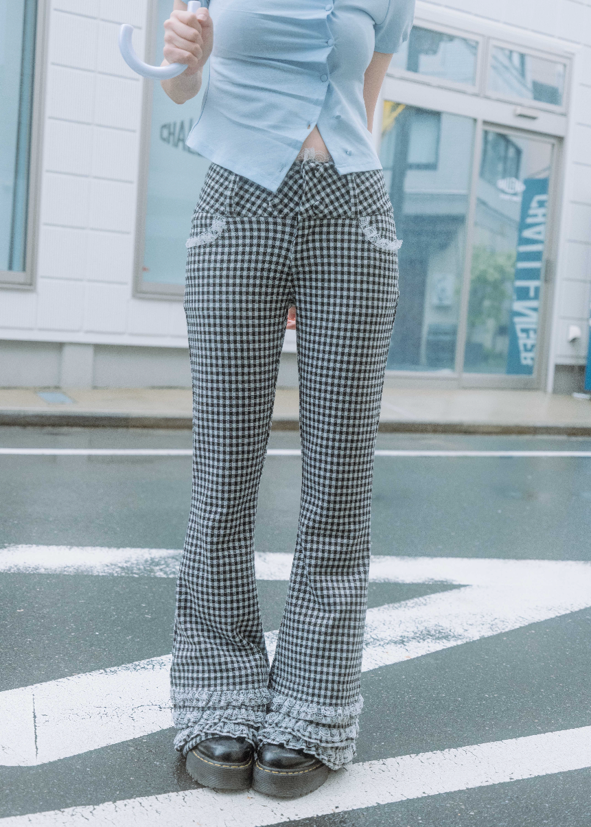 vintage lace gingham pants