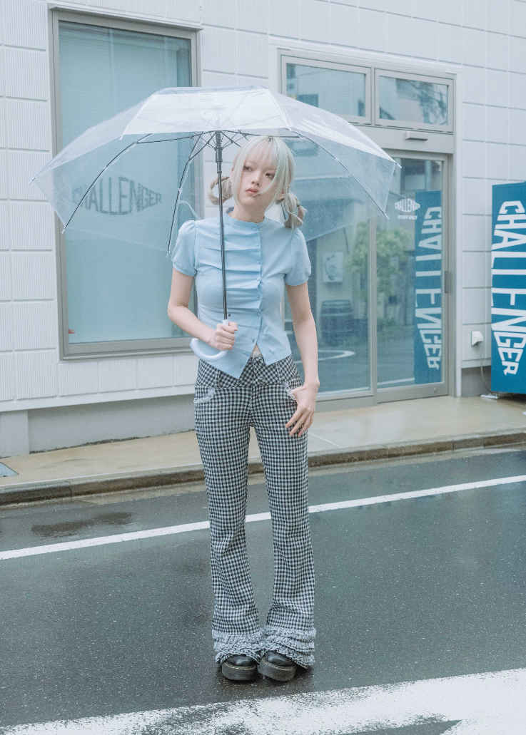 vintage lace gingham pants