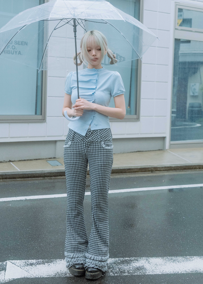 vintage lace gingham pants