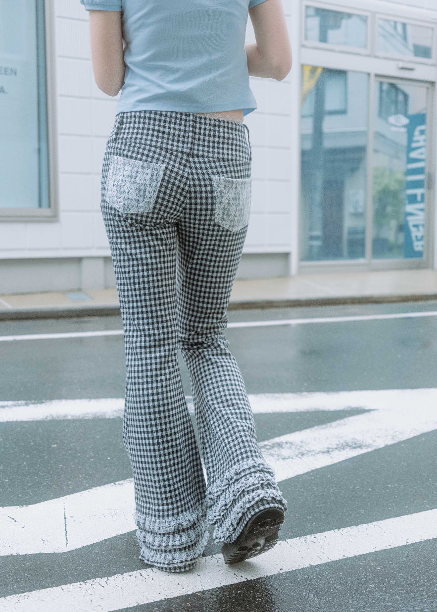 vintage lace gingham pants