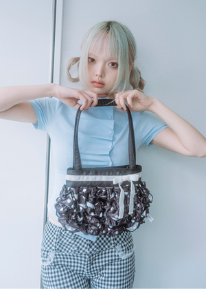 ribbon ruffle satin bag