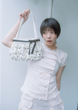 ribbon ruffle satin bag