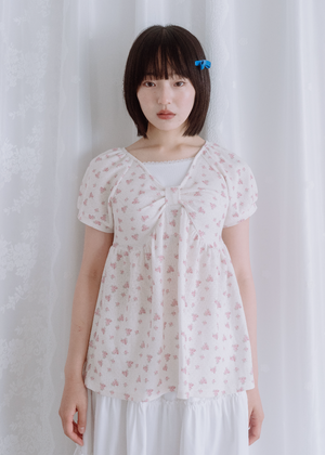 【8月初旬発送】flower waffle ribbon tunic