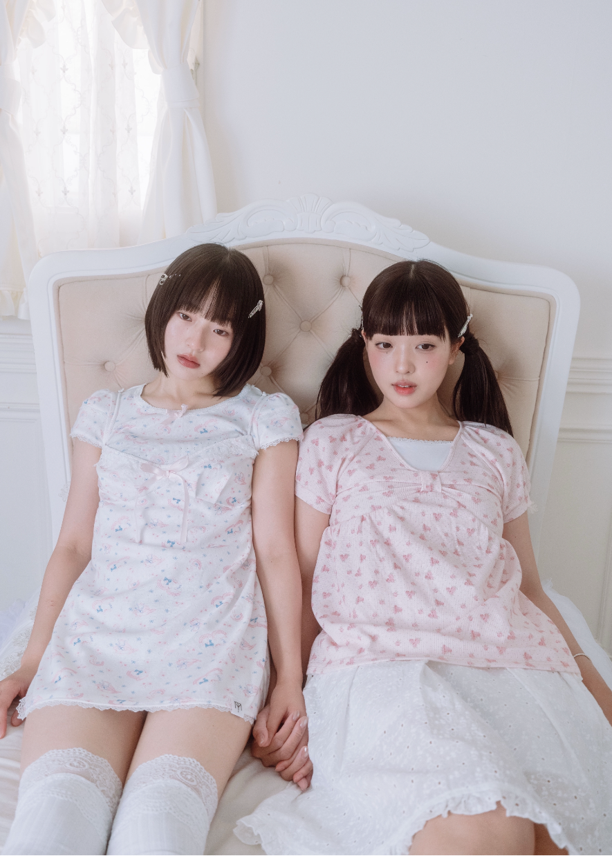 【8月初旬発送】flower waffle ribbon tunic