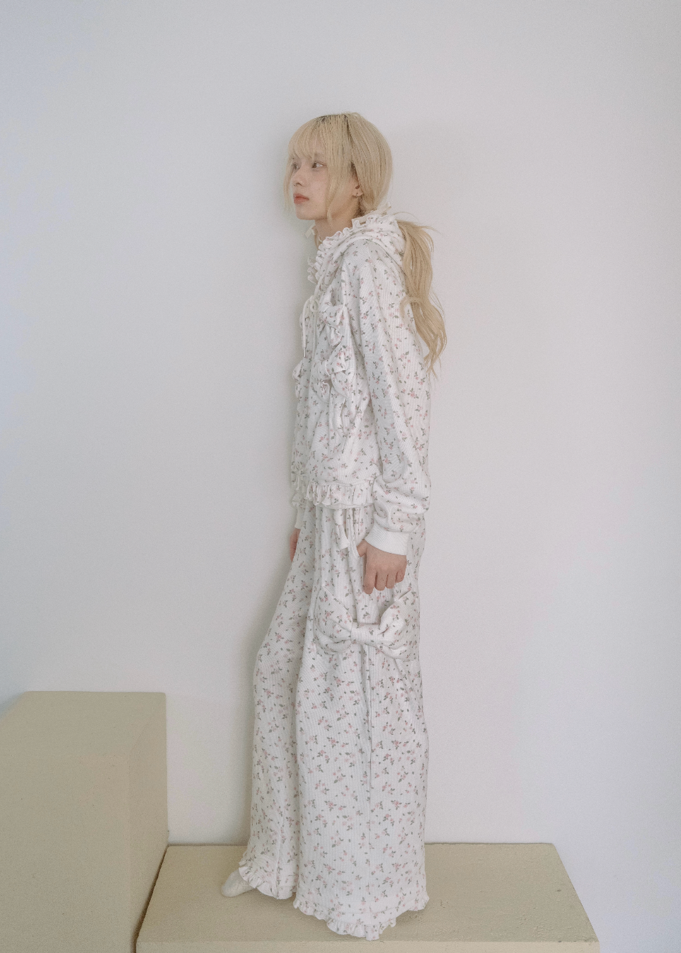 flower waffle ribbonful lounge pants