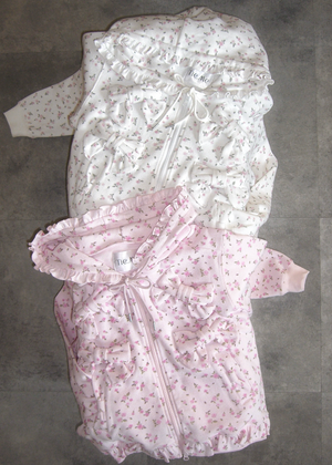 flower waffle ribbonful zip hoodie