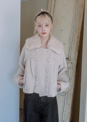 grace fur collar wool coat