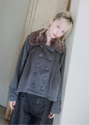 grace fur collar wool coat
