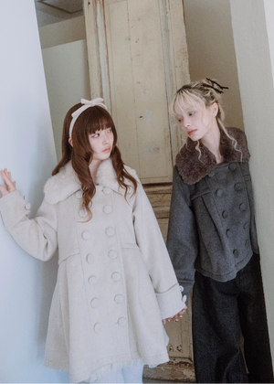 grace fur collar wool long coat