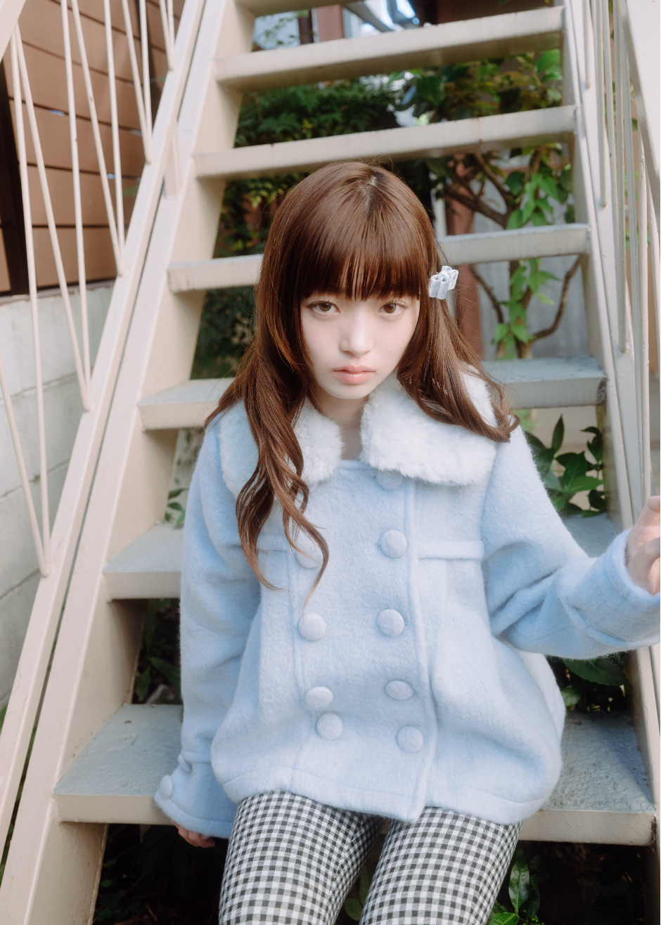 grace fur collar wool coat