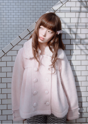 grace fur collar wool coat