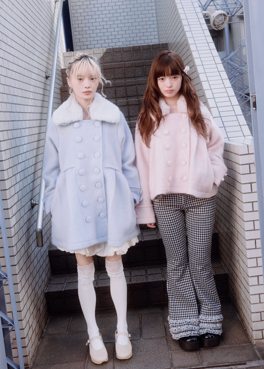 grace fur collar wool coat