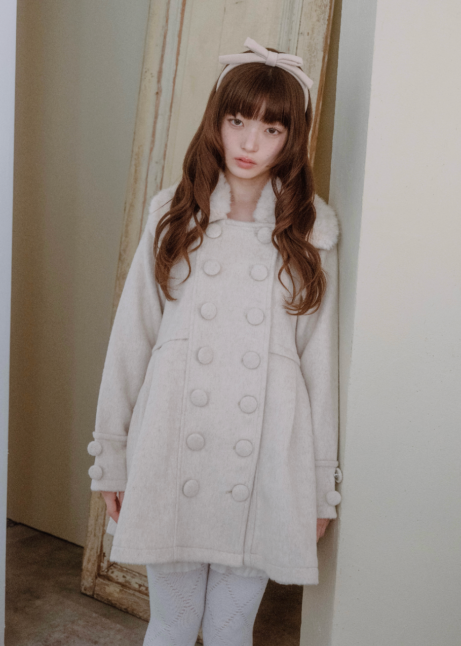 grace fur collar wool long coat