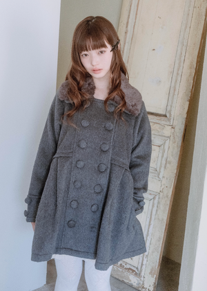 grace fur collar wool long coat