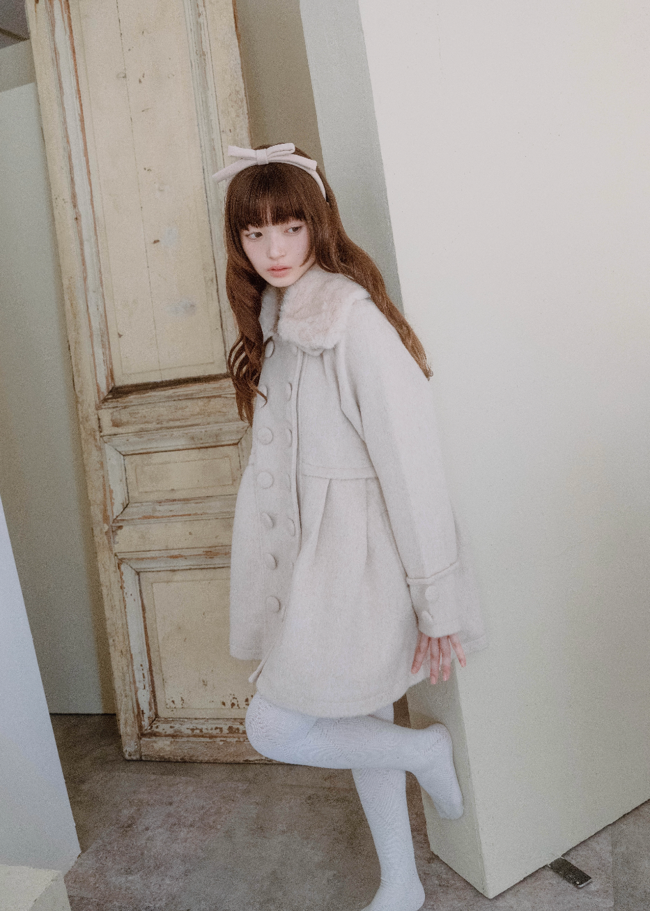 grace fur collar wool long coat