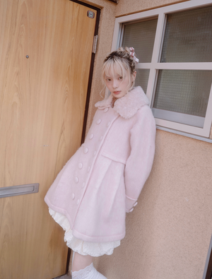 grace fur collar wool long coat