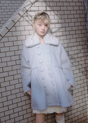 grace fur collar wool long coat