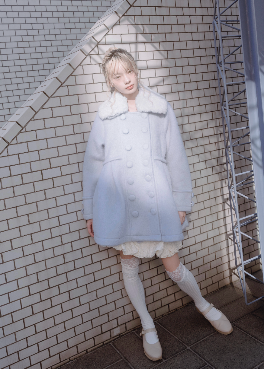 grace fur collar wool long coat