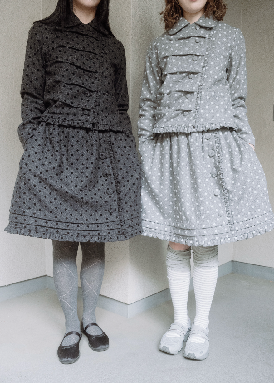 button frill wool dot skirt