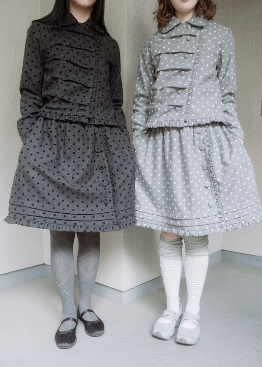 button frill wool dot skirt