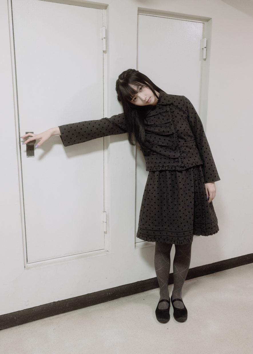 button up wool dot jacket
