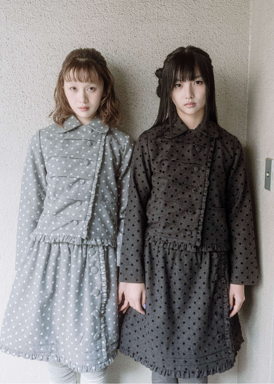 button frill wool dot skirt
