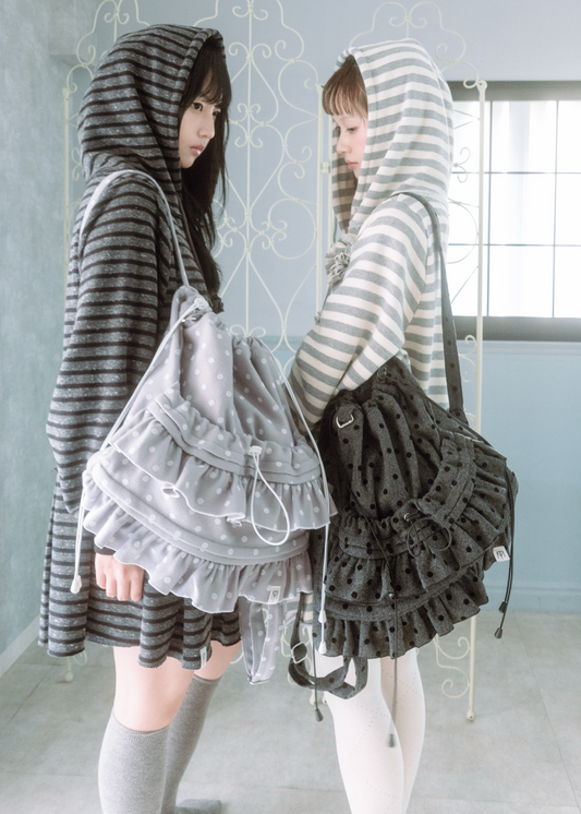 velvet dot woolly frill knapsack