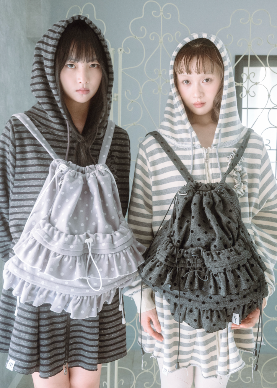 velvet dot woolly frill knapsack