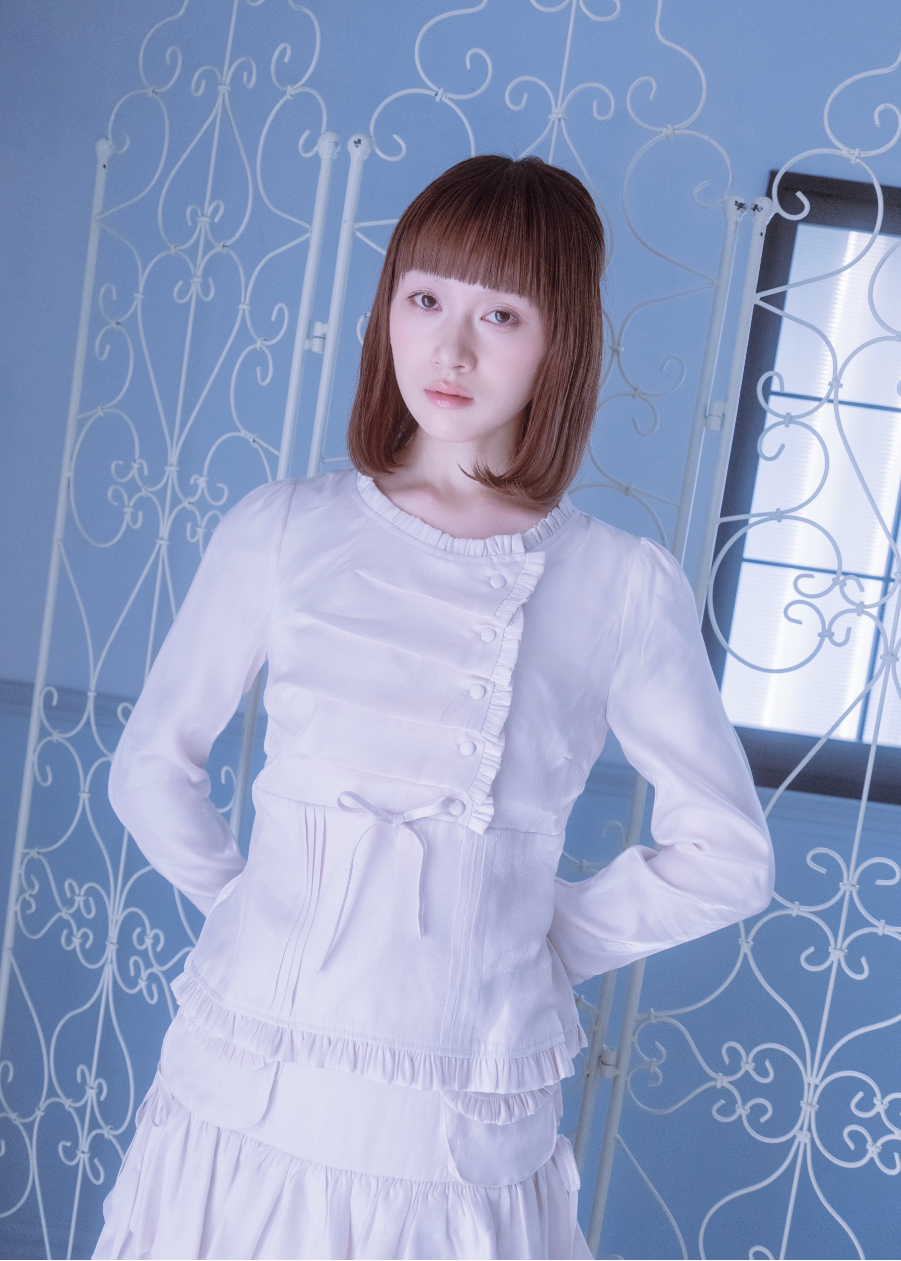 button up shimmer blouse