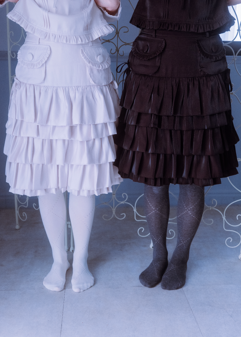 cargo frill shimmer tiered skirt