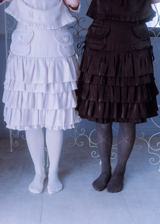 cargo frill shimmer tiered skirt