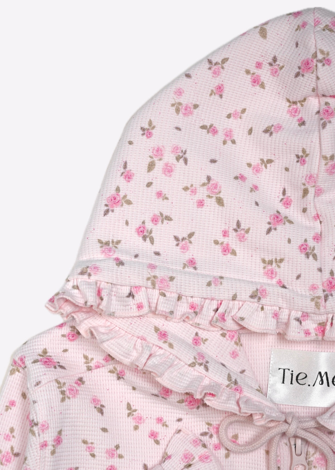 flower waffle ribbonful zip hoodie