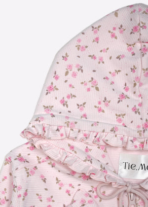 flower waffle ribbonful zip hoodie