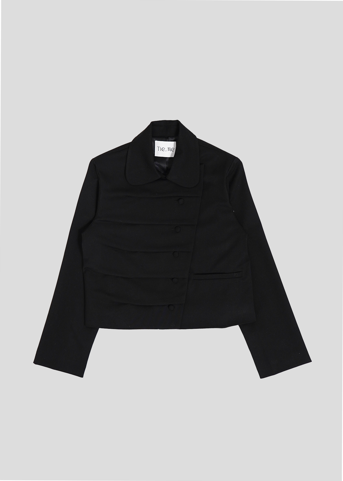 button up  jacket-BLACK