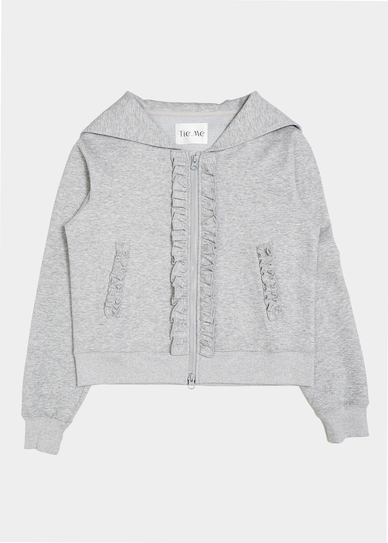 sailor collar frill zip hoodie