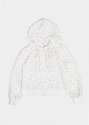 flower waffle zip hoodie