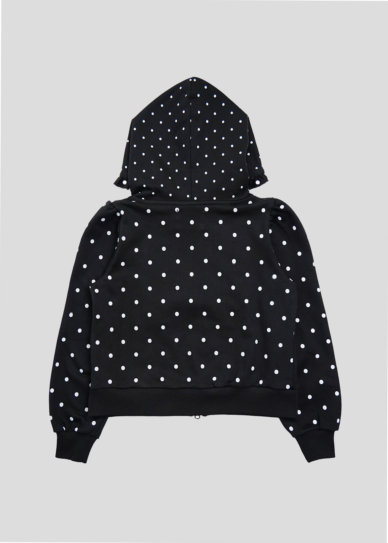 dot frill cotton zip hoodie