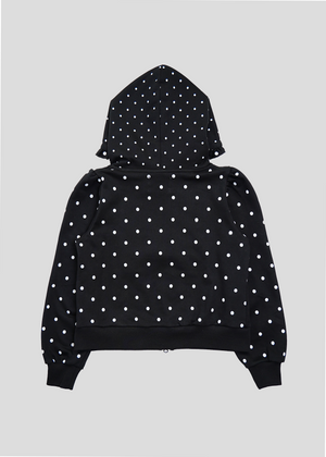 dot frill cotton zip hoodie