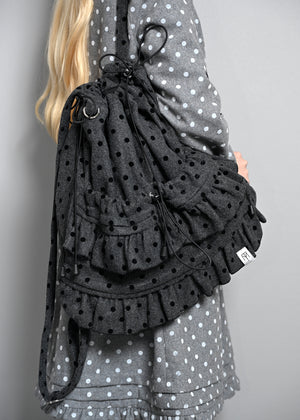 velvet dot woolly frill knapsack