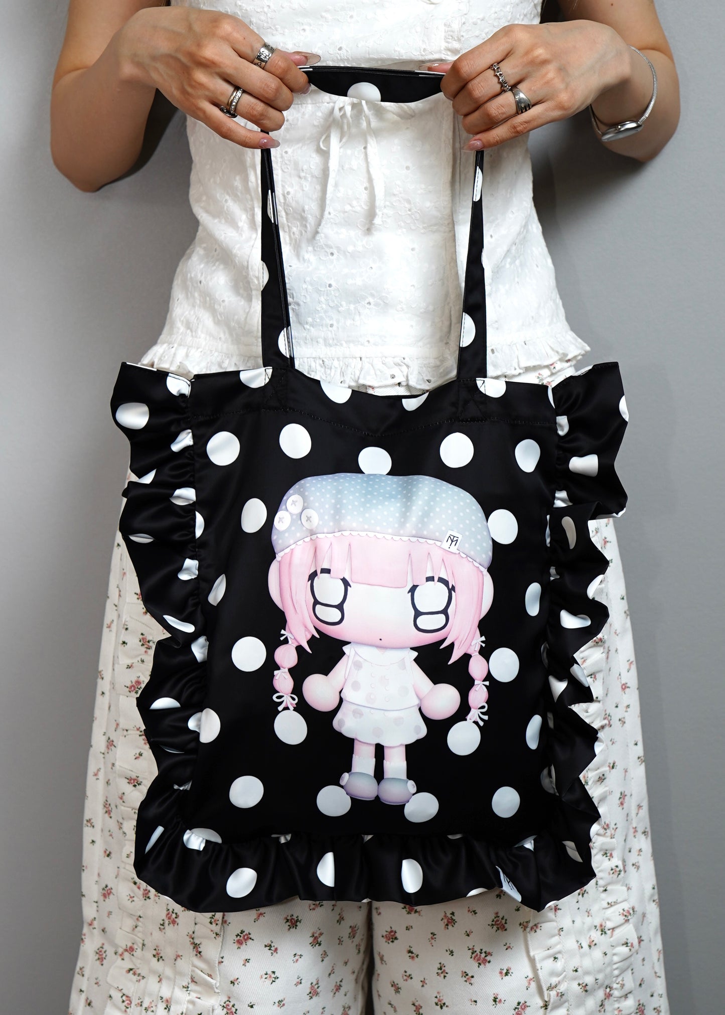 【HUHUEE】gallery girl satin frill bag