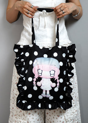 【HUHUEE】gallery girl satin frill bag