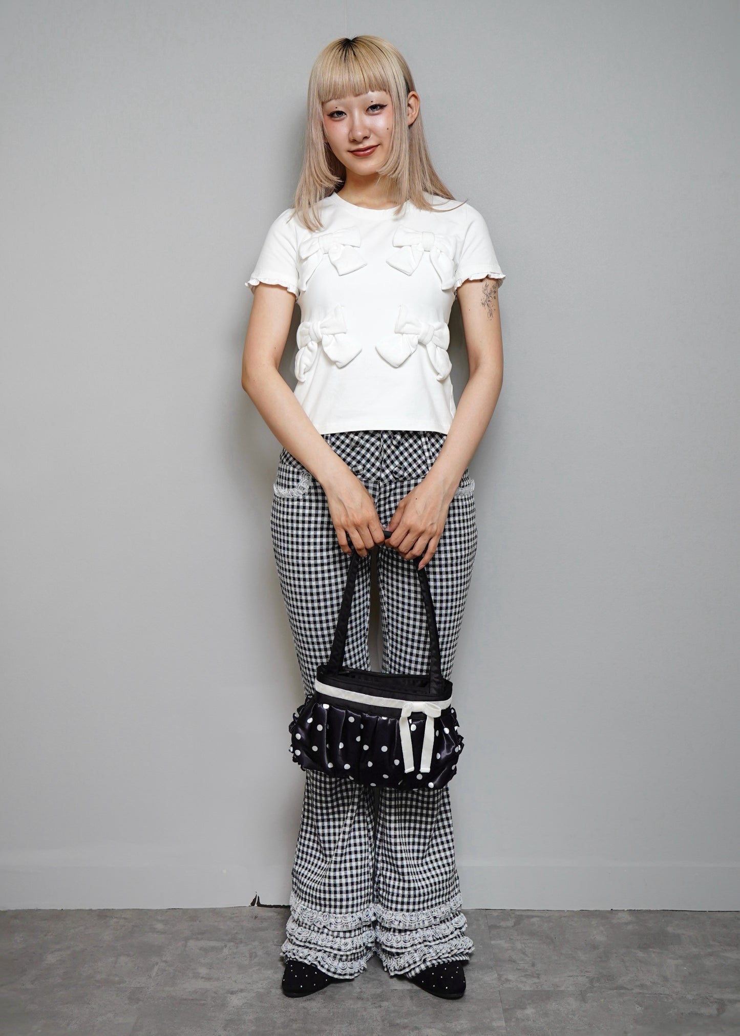 ribbon ruffle satin bag