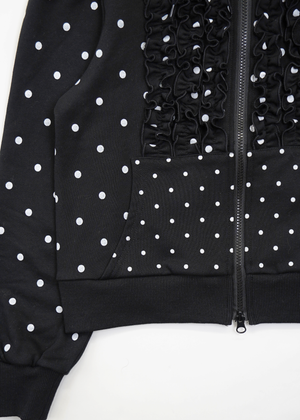 dot frill cotton zip hoodie